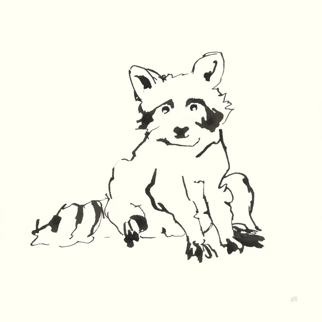 Line Raccoon by Chris Paschke. SKU 58329a. Archival Giclee Fine art print for wall decor.