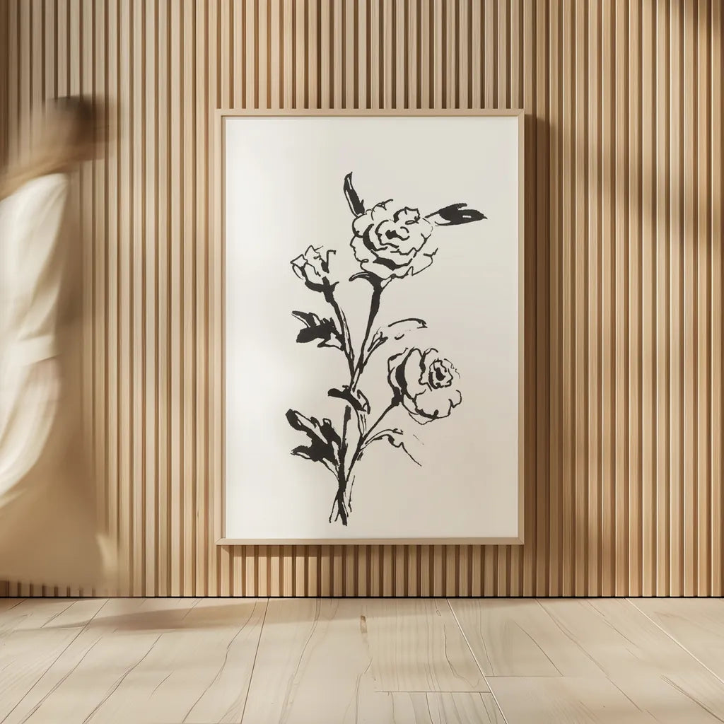 Line Ranunculus II by Chris Paschke. shown as over sized large wall art. Available as an archival giclee rolled canvas, fine art paper, or poster print. SKU 64181h.