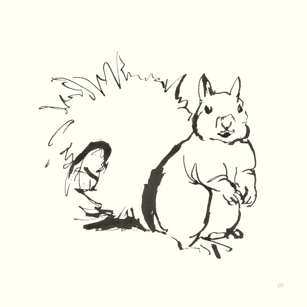 Line Squirrel by Chris Paschke. SKU 58330a. Archival Giclee Fine art print for wall decor.