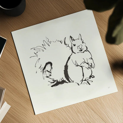 Line Squirrel by Chris Paschke. Shown as a detailed flat fine art print, highlighting archival giclee quality. Available as an archival giclee rolled canvas, fine art paper, or poster print. SKU 58330a.