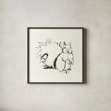 Line Squirrel by Chris Paschke. Shown in a sleek black glass frame for a contemporary gallery look. Available as an archival giclee rolled canvas, fine art paper, or poster print. SKU 58330a.