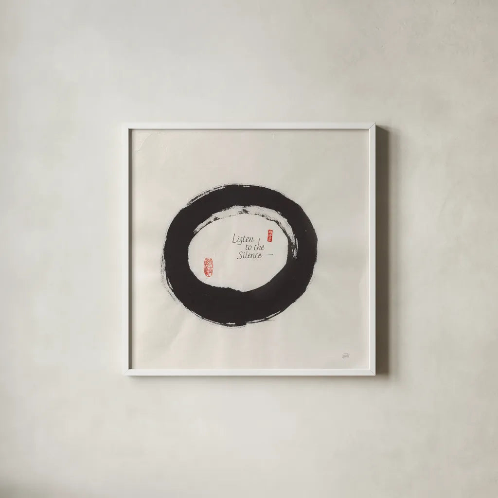 Listen To The Sile by Chris Paschke. Shown in a crisp white glass frame for a clean and minimalist style. Available as an archival giclee rolled canvas, fine art paper, or poster print. SKU 39138a.