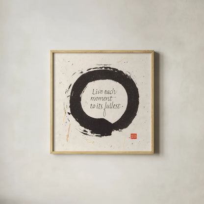 Live each Moment by Chris Paschke. Shown in a natural wood glass frame for a timeless modern aesthetic. Available as an archival giclee rolled canvas, fine art paper, or poster print. SKU 1399a.