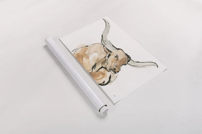 Longhorn I by Chris Paschke. shown as a rolled paper print. Available as archival giclee rolled canvas, fine art paper, or poster print. SKU 53313i.
