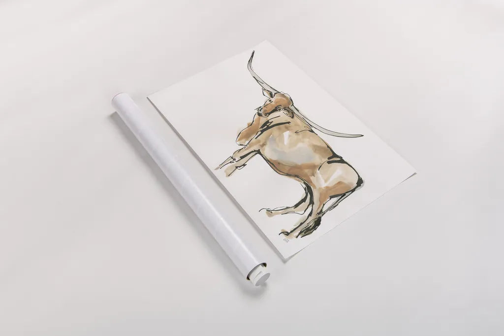 Longhorn II by Chris Paschke. shown as a rolled paper print. Available as archival giclee rolled canvas, fine art paper, or poster print. SKU 53314i.