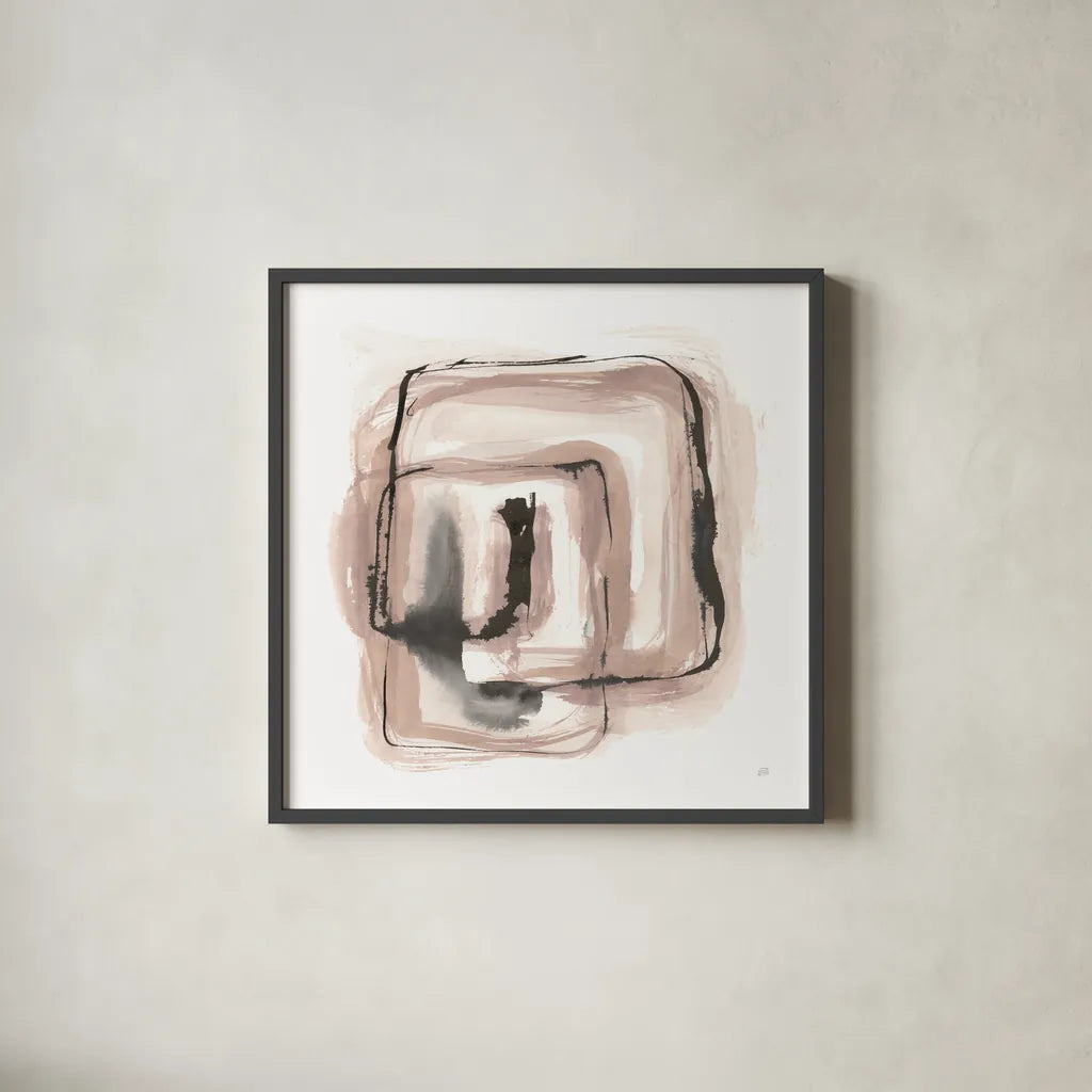 Lost in Squares III by Chris Paschke. Shown in a sleek black glass frame for a contemporary gallery look. Available as an archival giclee rolled canvas, fine art paper, or poster print. SKU 70673a.