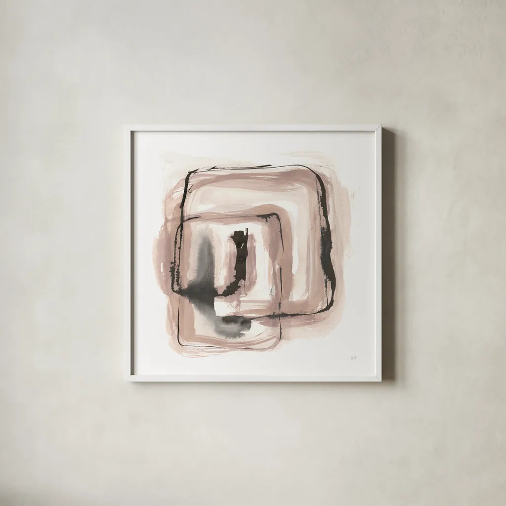 Lost in Squares III by Chris Paschke. Shown in a crisp white glass frame for a clean and minimalist style. Available as an archival giclee rolled canvas, fine art paper, or poster print. SKU 70673a.