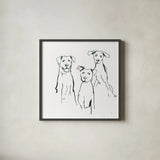 Lovable Mutts I by Chris Paschke. Shown in a sleek black glass frame for a contemporary gallery look. Available as an archival giclee rolled canvas, fine art paper, or poster print. SKU 63401a.