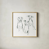 Lovable Mutts I by Chris Paschke. Shown in a natural wood glass frame for a timeless modern aesthetic. Available as an archival giclee rolled canvas, fine art paper, or poster print. SKU 63401a.