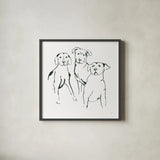 Lovable Mutts II by Chris Paschke. Shown in a sleek black glass frame for a contemporary gallery look. Available as an archival giclee rolled canvas, fine art paper, or poster print. SKU 63402a.