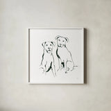Lovable Mutts III by Chris Paschke. Shown in a crisp white glass frame for a clean and minimalist style. Available as an archival giclee rolled canvas, fine art paper, or poster print. SKU 63403a.