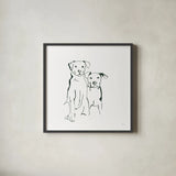 Lovable Mutts IV by Chris Paschke. Shown in a sleek black glass frame for a contemporary gallery look. Available as an archival giclee rolled canvas, fine art paper, or poster print. SKU 63404a.
