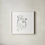 Lovable Mutts IV by Chris Paschke. Shown in a crisp white glass frame for a clean and minimalist style. Available as an archival giclee rolled canvas, fine art paper, or poster print. SKU 63404a.