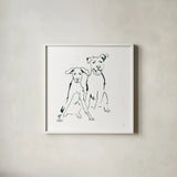 Lovable Mutts V by Chris Paschke. Shown in a crisp white glass frame for a clean and minimalist style. Available as an archival giclee rolled canvas, fine art paper, or poster print. SKU 63405a.