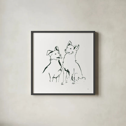 Lovable Mutts VI by Chris Paschke. Shown in a sleek black glass frame for a contemporary gallery look. Available as an archival giclee rolled canvas, fine art paper, or poster print. SKU 63406a.