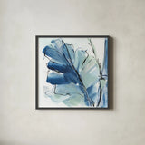 Luxe Banana Leaf I by Chris Paschke. Shown in a sleek black glass frame for a contemporary gallery look. Available as an archival giclee rolled canvas, fine art paper, or poster print. SKU 84576a.