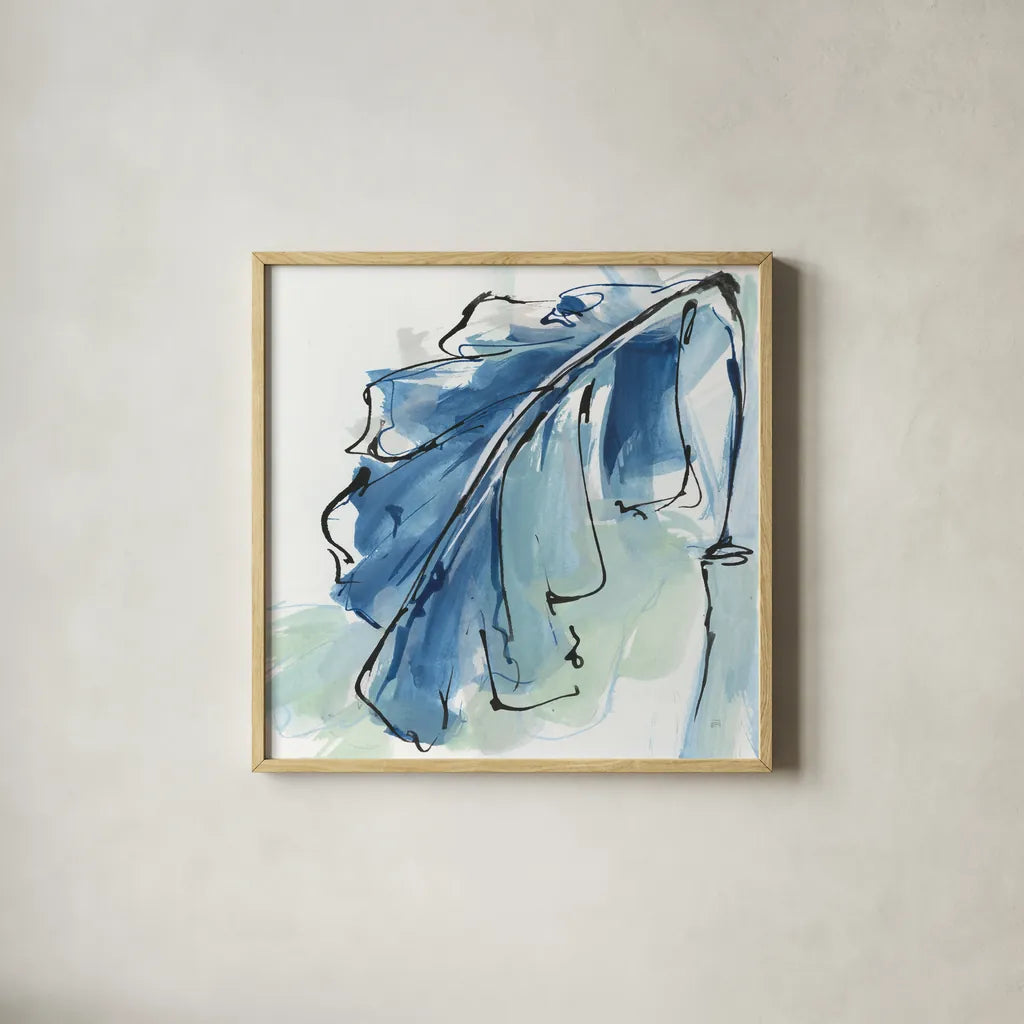 Luxe Banana Leaf III by Chris Paschke. Shown in a natural wood glass frame for a timeless modern aesthetic. Available as an archival giclee rolled canvas, fine art paper, or poster print. SKU 84578a.