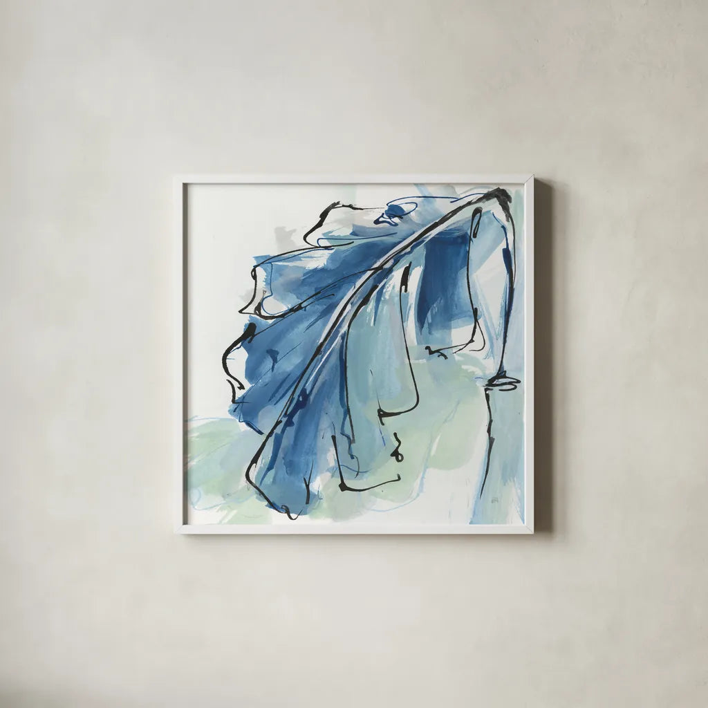 Luxe Banana Leaf III by Chris Paschke. Shown in a crisp white glass frame for a clean and minimalist style. Available as an archival giclee rolled canvas, fine art paper, or poster print. SKU 84578a.