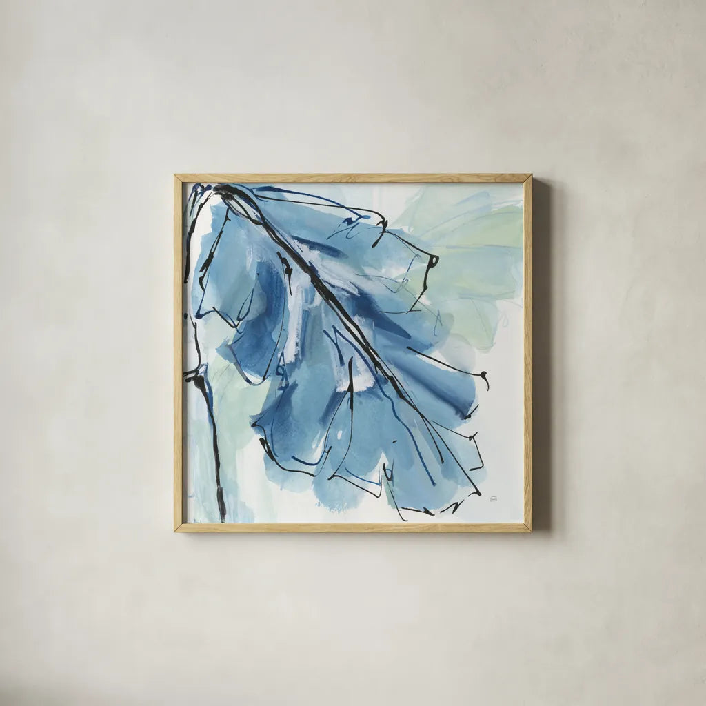 Luxe Banana Leaf IV by Chris Paschke. Shown in a natural wood glass frame for a timeless modern aesthetic. Available as an archival giclee rolled canvas, fine art paper, or poster print. SKU 84579a.