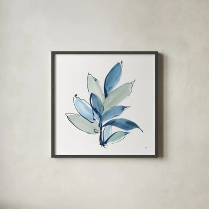 Luxe Leaf I by Chris Paschke. Shown in a sleek black glass frame for a contemporary gallery look. Available as an archival giclee rolled canvas, fine art paper, or poster print. SKU 84572a.