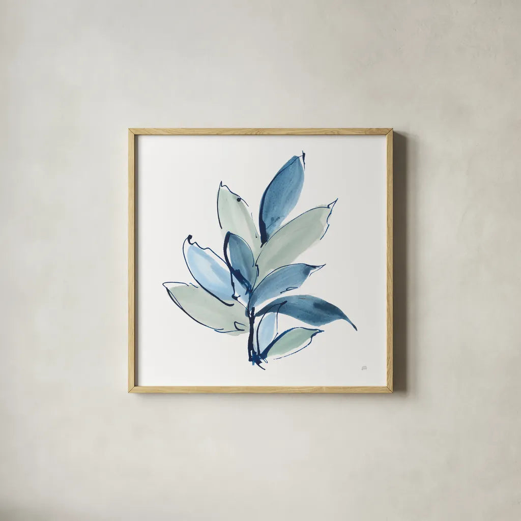 Luxe Leaf I by Chris Paschke. Shown in a natural wood glass frame for a timeless modern aesthetic. Available as an archival giclee rolled canvas, fine art paper, or poster print. SKU 84572a.