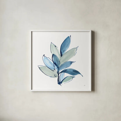 Luxe Leaf I by Chris Paschke. Shown in a crisp white glass frame for a clean and minimalist style. Available as an archival giclee rolled canvas, fine art paper, or poster print. SKU 84572a.