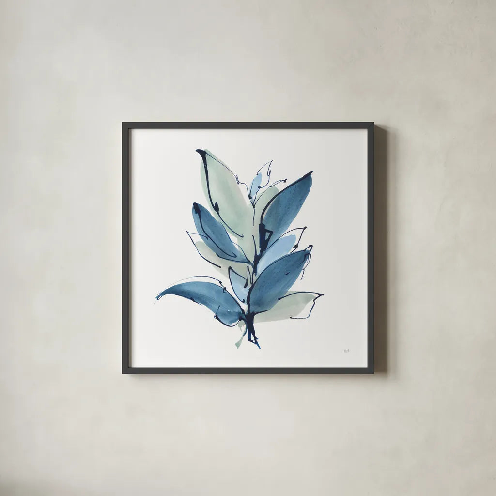 Luxe Leaf II by Chris Paschke. Shown in a sleek black glass frame for a contemporary gallery look. Available as an archival giclee rolled canvas, fine art paper, or poster print. SKU 84573a.
