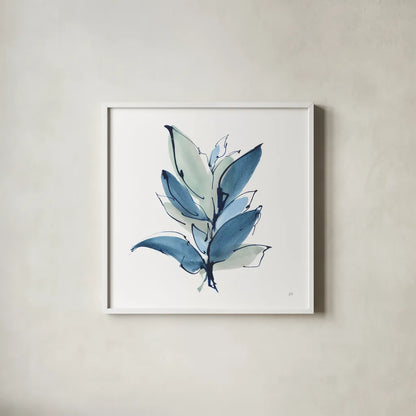 Luxe Leaf II by Chris Paschke. Shown in a crisp white glass frame for a clean and minimalist style. Available as an archival giclee rolled canvas, fine art paper, or poster print. SKU 84573a.
