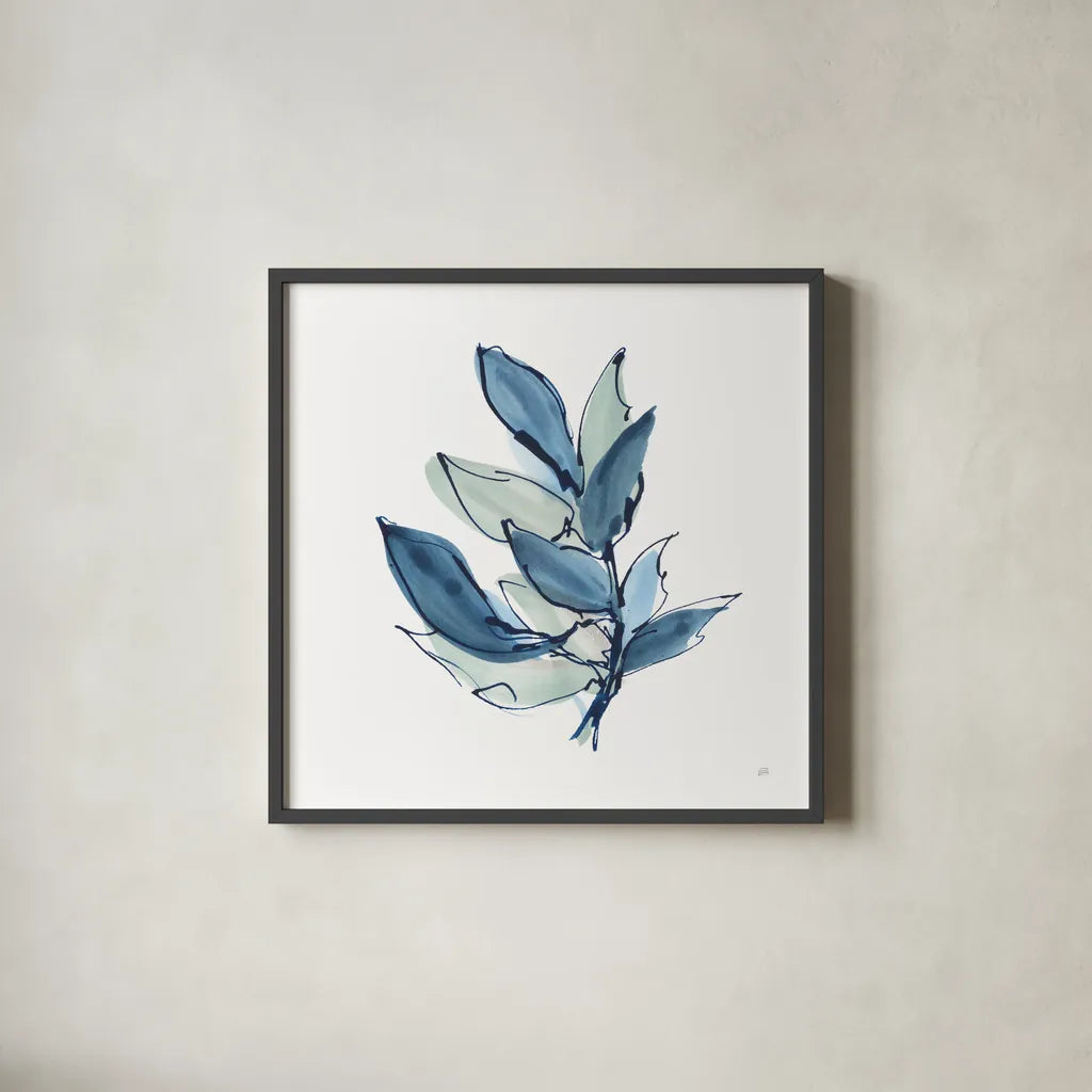 Luxe Leaf IV by Chris Paschke. Shown in a sleek black glass frame for a contemporary gallery look. Available as an archival giclee rolled canvas, fine art paper, or poster print. SKU 84575a.