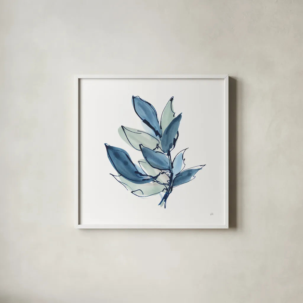 Luxe Leaf IV by Chris Paschke. Shown in a crisp white glass frame for a clean and minimalist style. Available as an archival giclee rolled canvas, fine art paper, or poster print. SKU 84575a.