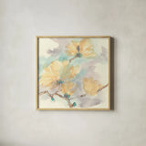 Magnolias in White II by Chris Paschke. Shown in a natural wood glass frame for a timeless modern aesthetic. Available as an archival giclee rolled canvas, fine art paper, or poster print. SKU 45477a.