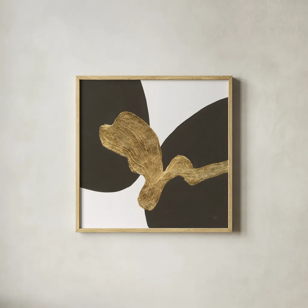 Makeover I by Chris Paschke. Shown in a natural wood glass frame for a timeless modern aesthetic. Available as an archival giclee rolled canvas, fine art paper, or poster print. SKU 94381a.