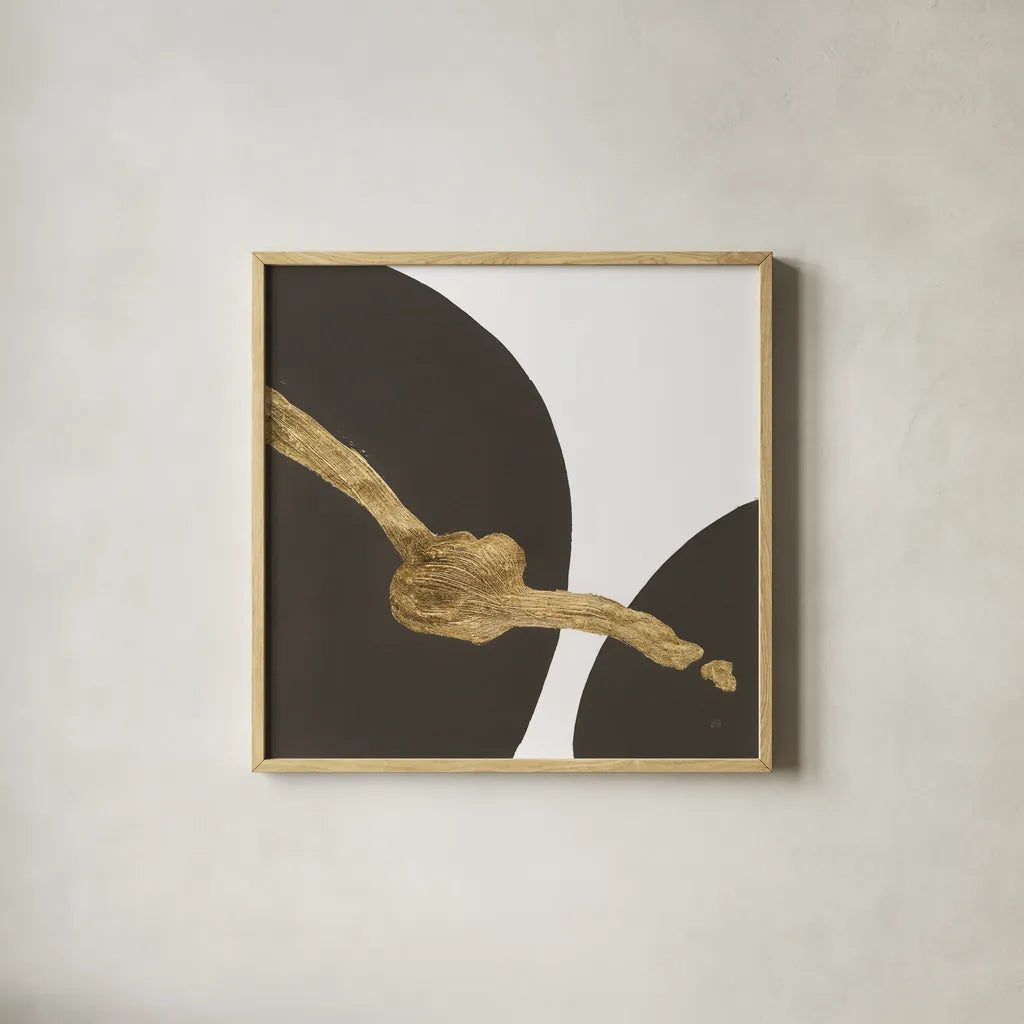 Makeover IV by Chris Paschke. Shown in a natural wood glass frame for a timeless modern aesthetic. Available as an archival giclee rolled canvas, fine art paper, or poster print. SKU 94384a.