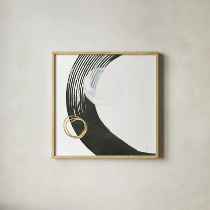 Many Moons I by Chris Paschke. Shown in a natural wood glass frame for a timeless modern aesthetic. Available as an archival giclee rolled canvas, fine art paper, or poster print. SKU 82404a.