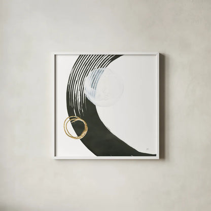 Many Moons I by Chris Paschke. Shown in a crisp white glass frame for a clean and minimalist style. Available as an archival giclee rolled canvas, fine art paper, or poster print. SKU 82404a.