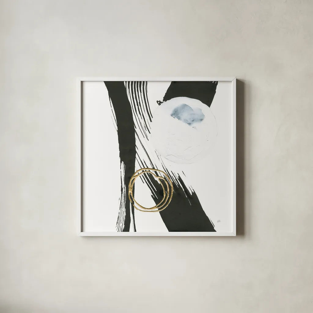 Many Moons II by Chris Paschke. Shown in a crisp white glass frame for a clean and minimalist style. Available as an archival giclee rolled canvas, fine art paper, or poster print. SKU 82405a.