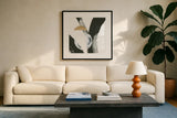 Many Moons III by Chris Paschke. Displayed in a glass frame with matte in a clean modern living room. Available as an archival giclee rolled canvas, fine art paper, or poster print. SKU 82406a.