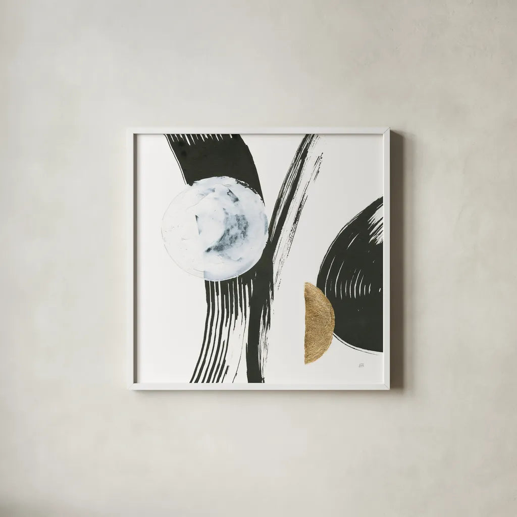 Many Moons IV by Chris Paschke. Shown in a crisp white glass frame for a clean and minimalist style. Available as an archival giclee rolled canvas, fine art paper, or poster print. SKU 82407a.