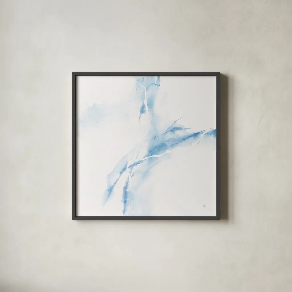 Marble Blue I by Chris Paschke. Shown in a sleek black glass frame for a contemporary gallery look. Available as an archival giclee rolled canvas, fine art paper, or poster print. SKU 92789a.