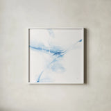 Marble Blue II by Chris Paschke. Shown in a crisp white glass frame for a clean and minimalist style. Available as an archival giclee rolled canvas, fine art paper, or poster print. SKU 92790a.