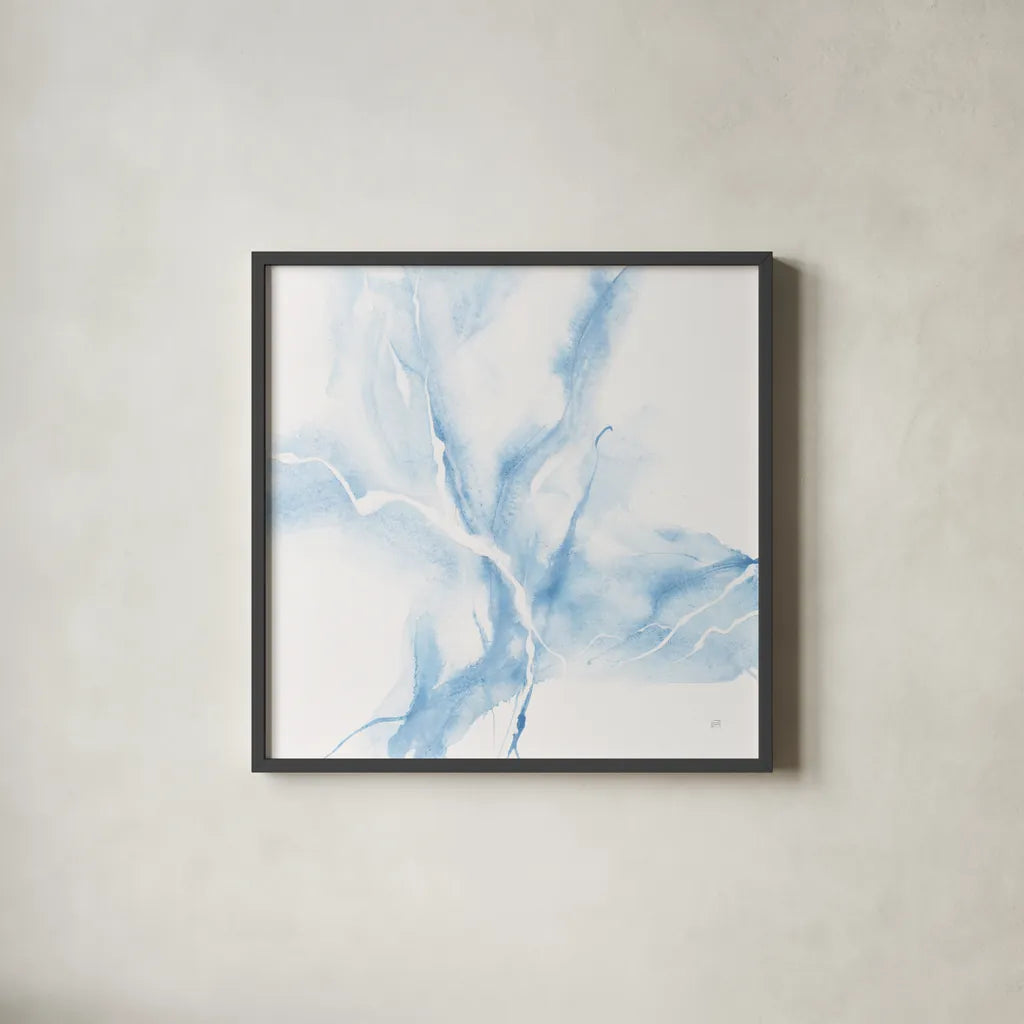 Marble Blue III by Chris Paschke. Shown in a sleek black glass frame for a contemporary gallery look. Available as an archival giclee rolled canvas, fine art paper, or poster print. SKU 92791a.