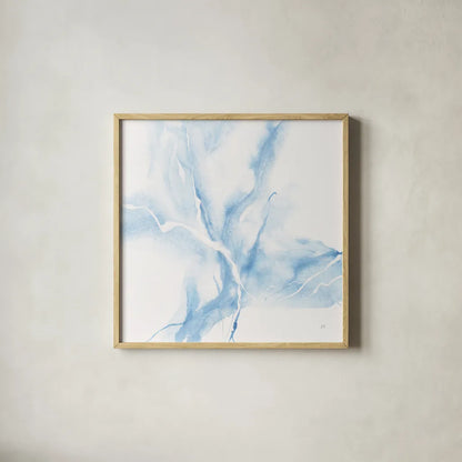 Marble Blue III by Chris Paschke. Shown in a natural wood glass frame for a timeless modern aesthetic. Available as an archival giclee rolled canvas, fine art paper, or poster print. SKU 92791a.