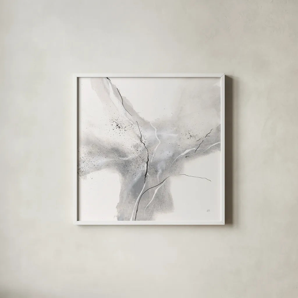 Marble Grey III by Chris Paschke. Shown in a crisp white glass frame for a clean and minimalist style. Available as an archival giclee rolled canvas, fine art paper, or poster print. SKU 92787a.