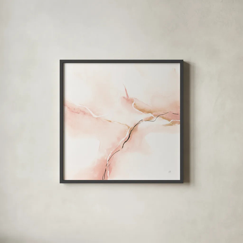 Marble Pink I by Chris Paschke. Shown in a sleek black glass frame for a contemporary gallery look. Available as an archival giclee rolled canvas, fine art paper, or poster print. SKU 92793a.