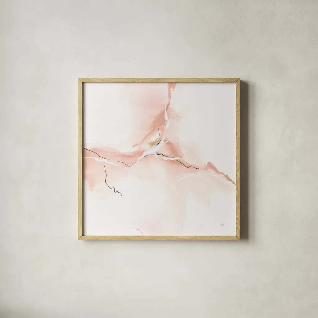 Marble Pink II by Chris Paschke. Shown in a natural wood glass frame for a timeless modern aesthetic. Available as an archival giclee rolled canvas, fine art paper, or poster print. SKU 92794a.