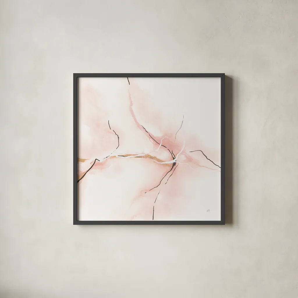 Marble Pink III by Chris Paschke. Shown in a sleek black glass frame for a contemporary gallery look. Available as an archival giclee rolled canvas, fine art paper, or poster print. SKU 92795a.