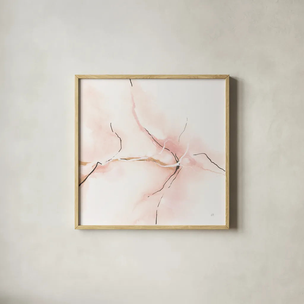 Marble Pink III by Chris Paschke. Shown in a natural wood glass frame for a timeless modern aesthetic. Available as an archival giclee rolled canvas, fine art paper, or poster print. SKU 92795a.