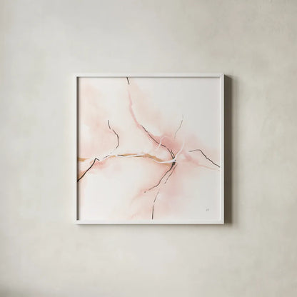 Marble Pink III by Chris Paschke. Shown in a crisp white glass frame for a clean and minimalist style. Available as an archival giclee rolled canvas, fine art paper, or poster print. SKU 92795a.
