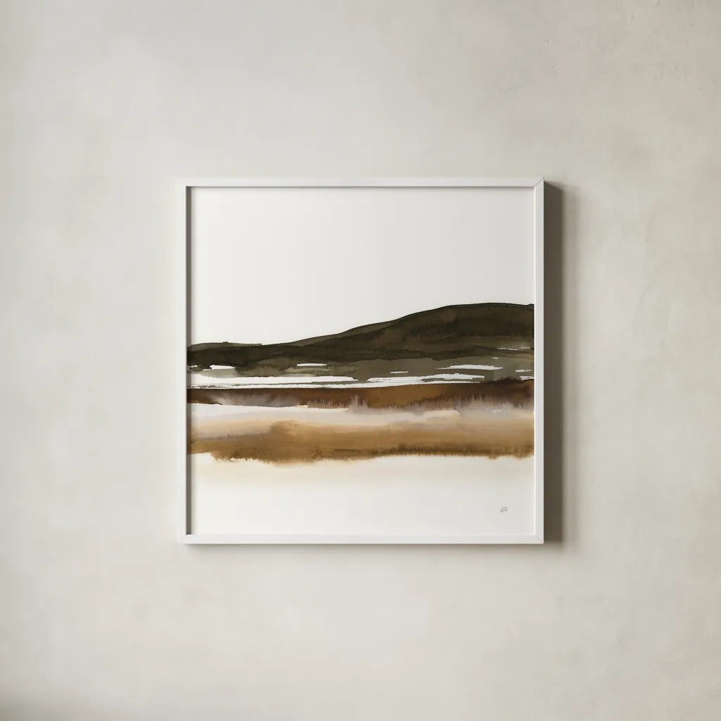 Marsh I by Chris Paschke. Shown in a crisp white glass frame for a clean and minimalist style. Available as an archival giclee rolled canvas, fine art paper, or poster print. SKU 78535a.