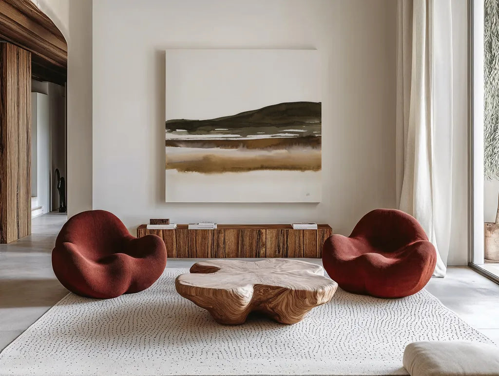 Marsh I by Chris Paschke. Shown as extra-large giant wall art in a modern living room. Available as an archival giclee rolled canvas, fine art paper, or poster print. SKU 78535a.